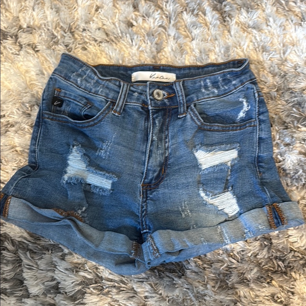KanCan Blue Distressed Jean Shorts High-Waisted